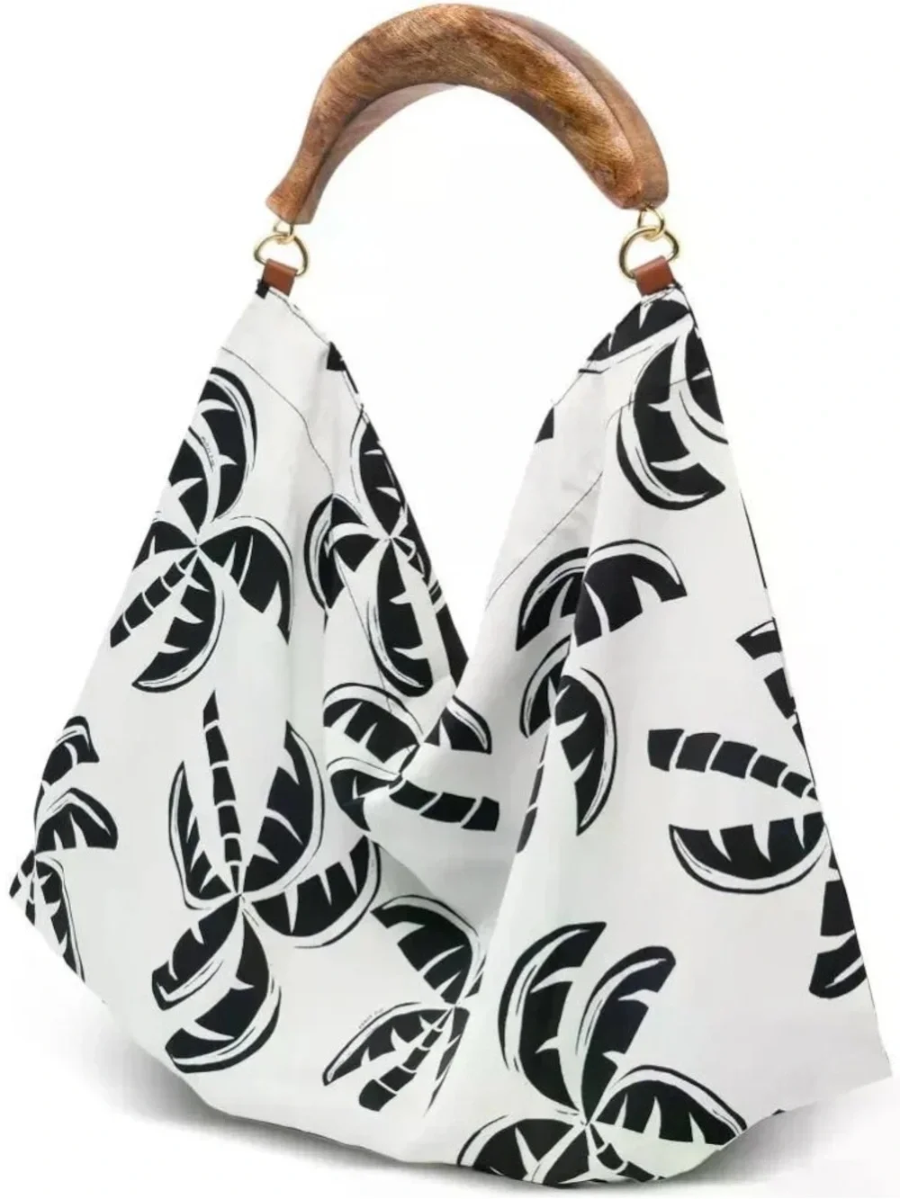 Farm Rio Black And White Palm Trees Scarf Tote Bag